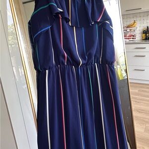 Banana Republic Blue Pleated Halter Sundress